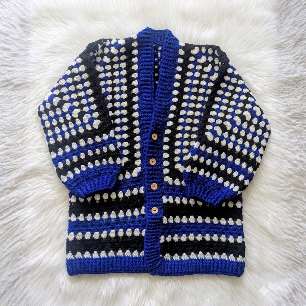 Midnight Cobalt Granny Cardigan