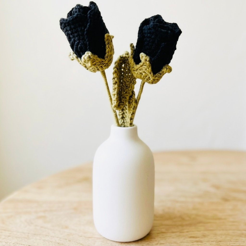 Aesthetic Crochet Black Rose