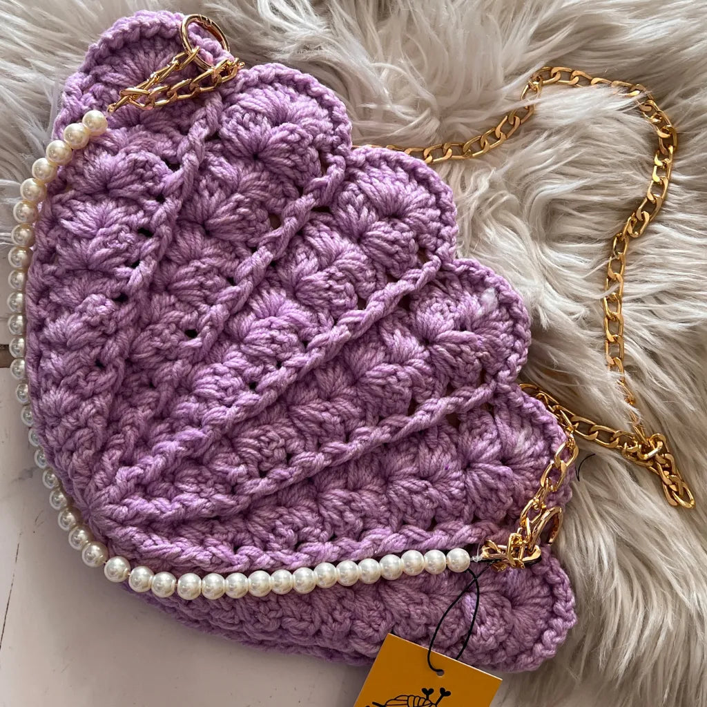 Lilac Seashell Crochet Bag
