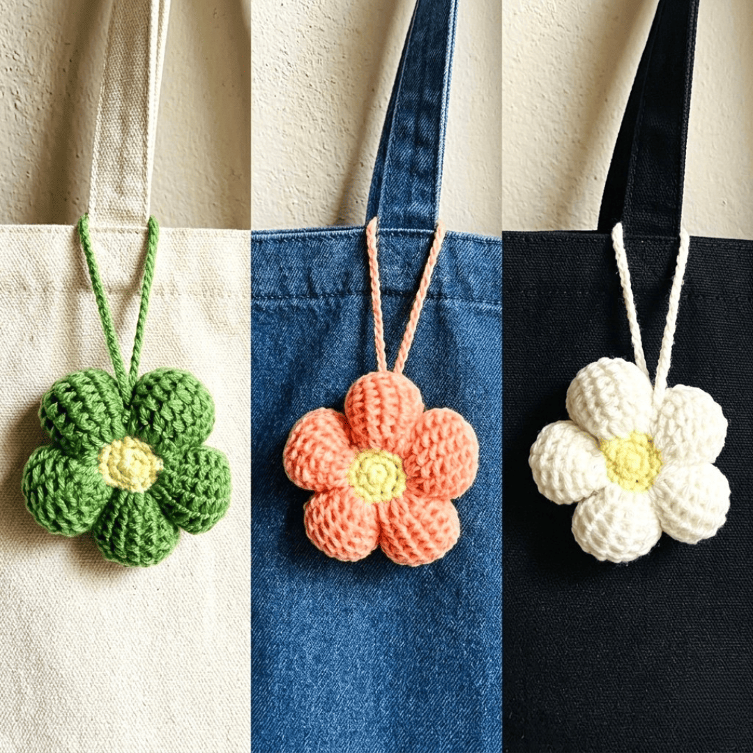 Tunisian Daisy Bag Charms