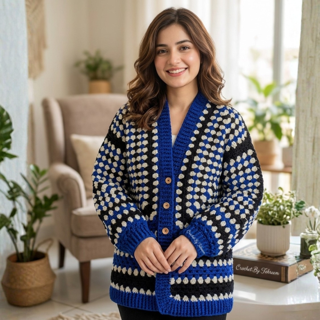 Midnight Cobalt Granny Cardigan