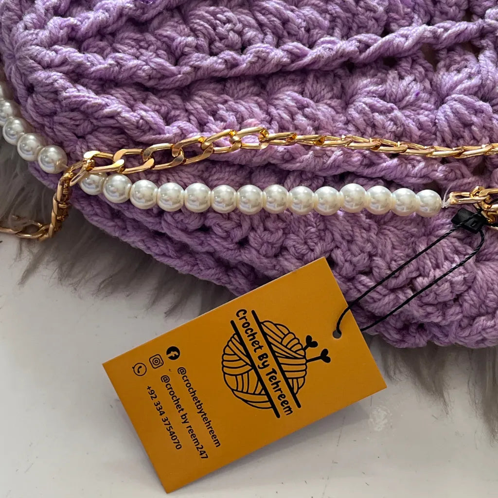 Lilac Seashell Crochet Bag