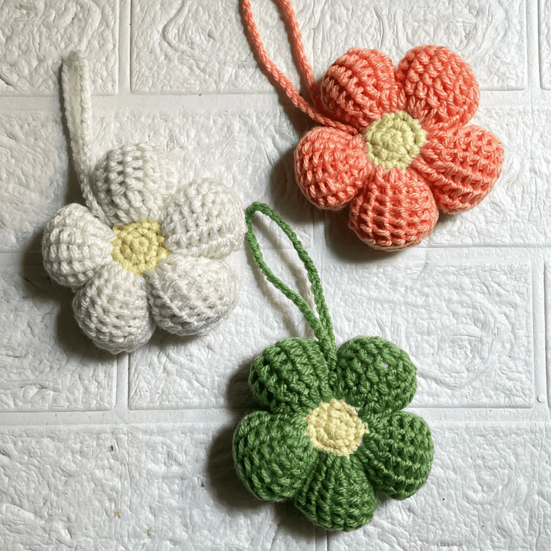 Tunisian Daisy Bag Charms