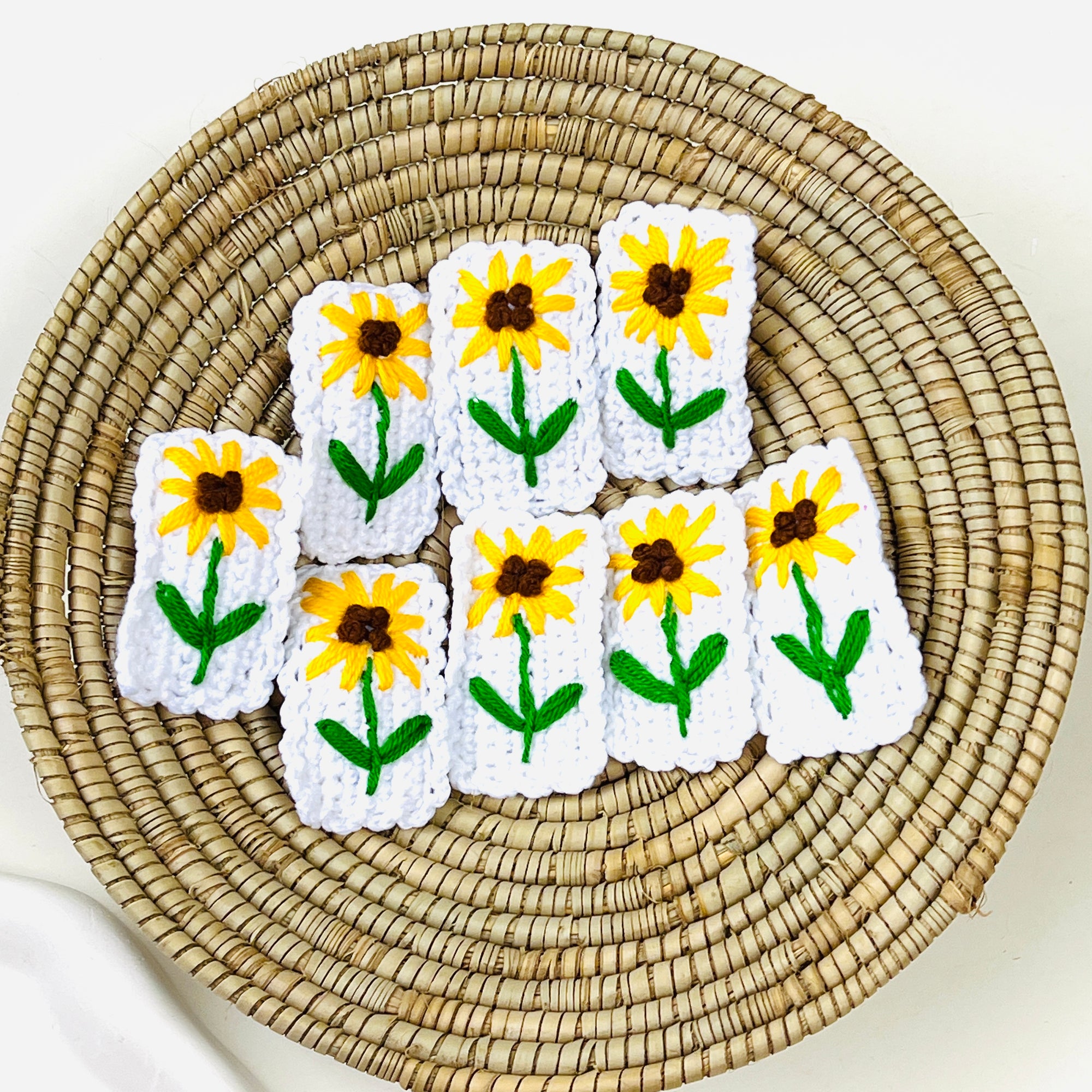 Hand Embroidred Sun Flower Clips