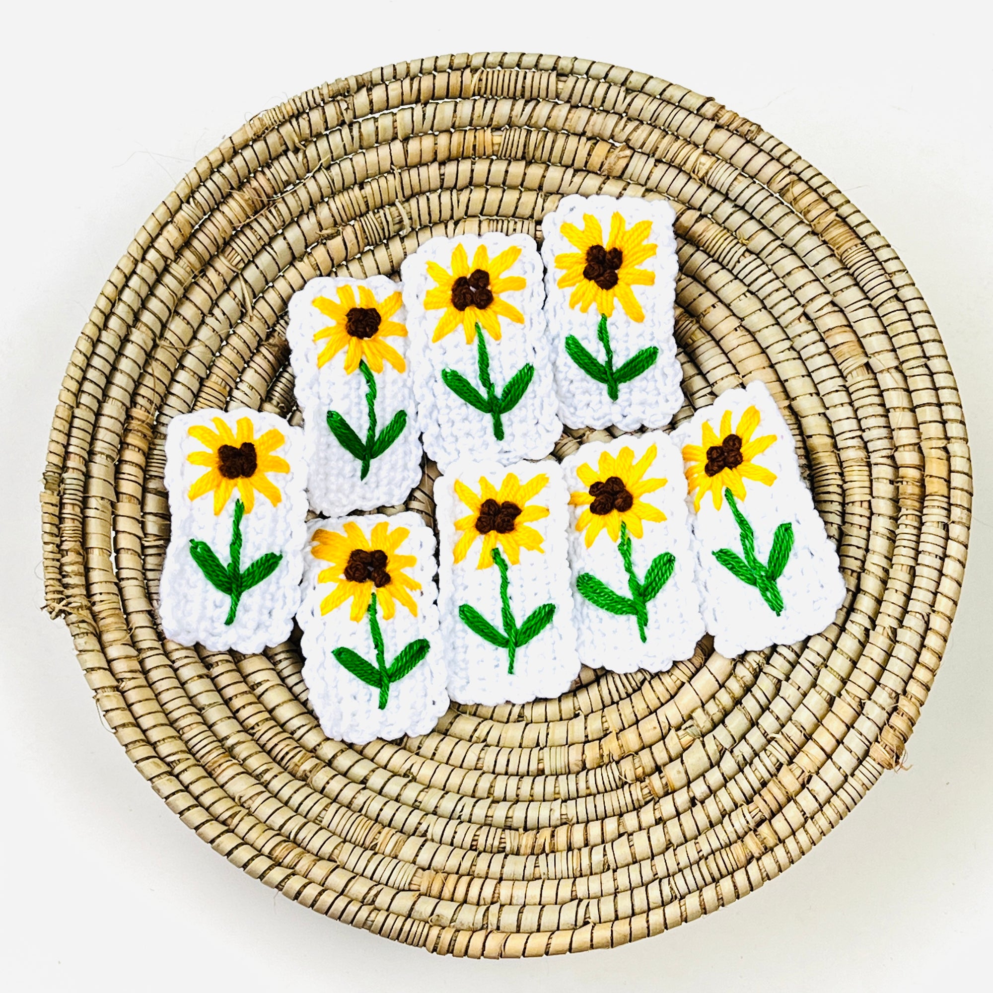 Hand Embroidred Sun Flower Clips