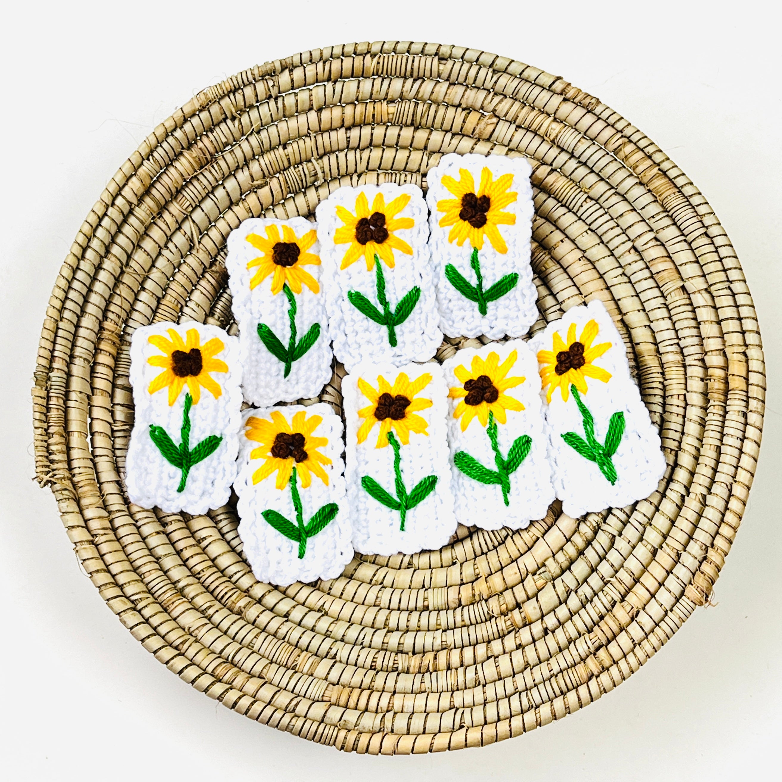 Hand Embroidred Sun Flower Clips