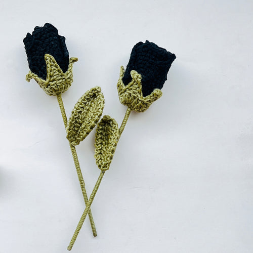 Aesthetic Crochet Black Rose