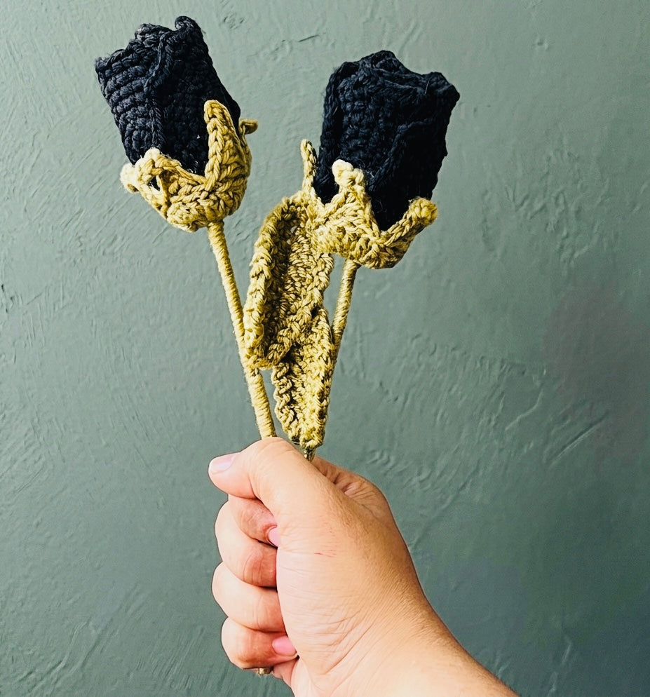 Aesthetic Crochet Black Rose