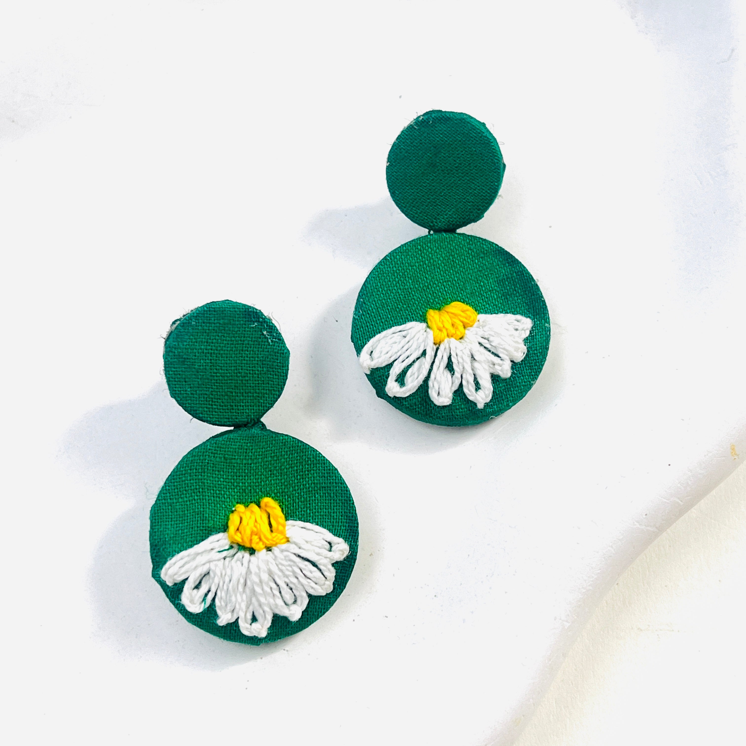 Hand Embroidered Daisy Earings | Azadi Edition