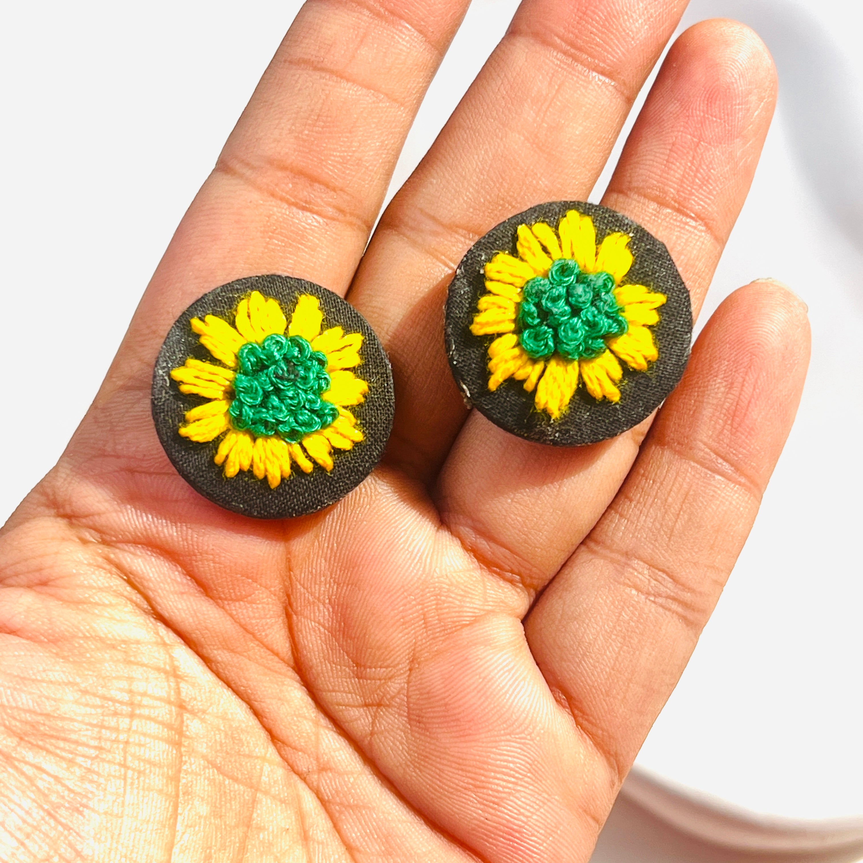Sunflower Button Studs