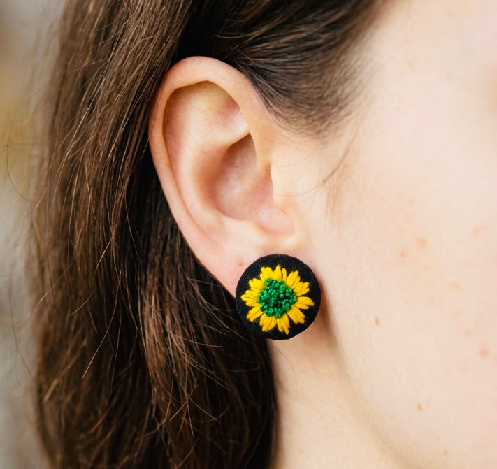Sunflower Button Studs